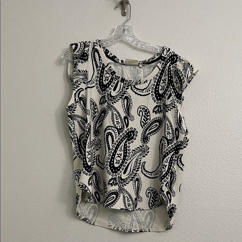 Deletta Black and White Paisley Blouse